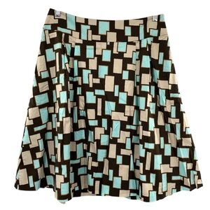 W by Worth Pleated Retro Printed A-Line Skirt